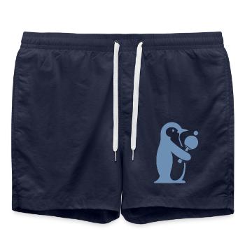 Pinguin Tischtennis Tischtennisspieler Silhouette - Badeshorts - French Navy - Vorne - AI Model Male 185 light (185cm)
