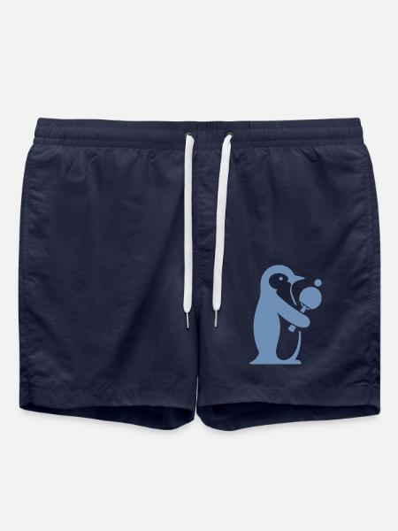 Pinguin Tischtennis Tischtennisspieler Silhouette - Badeshorts - French Navy