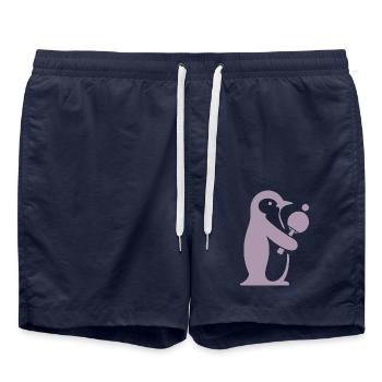 Pinguin Tischtennis Tischtennisspieler Silhouette - Badeshorts - French Navy - Vorne - AI Model Male 185 light (185cm)