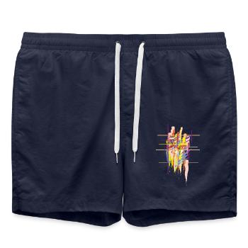 Abstrait - Short de bain - bleu marine - Devant - AI Model Male 185 light (185cm)