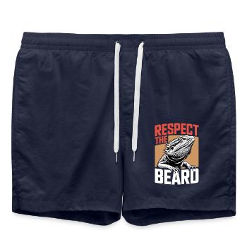 Respect the Beard! Bartagame Reptil Terraristik - Badeshorts - French Navy - Vorne - AI Model Male 185 light (185cm)