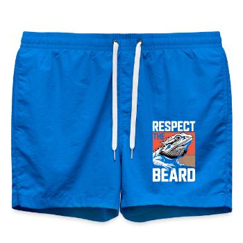 Respect the Beard! Bearded Dragon Reptile Terraristics - Swim Trunks - cobalt blue - Front