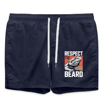 Respect the Beard! Bartagame Reptil Terraristik - Badeshorts - French Navy - Vorne - AI Model Male 185 light (185cm)