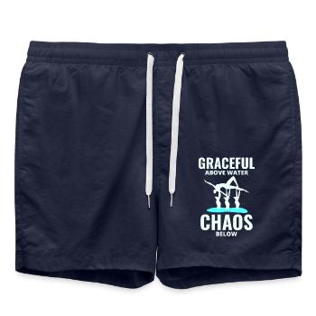 Nageuse de l’équipe de natation synchronisée Graceful Chaos - Short de bain - bleu marine - Devant - AI Model Male 185 light (185cm)