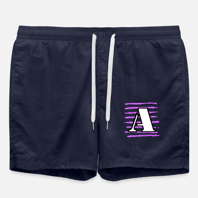 noir blanc violet rayé a - Short de bain - bleu marine