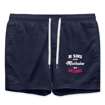 Je Suis Une Marraine Qui Déchire - Short de bain - bleu marine - Devant - AI Model Male 185 light (185cm)