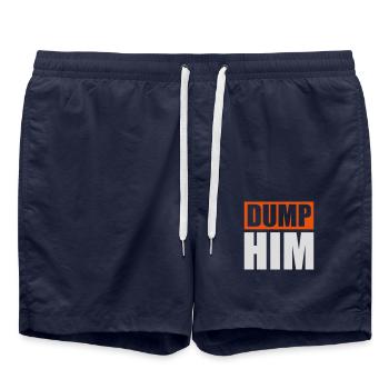 dump him quote logo - Swim Trunks - french navy - Front - AI Model Male 185 light (185cm)