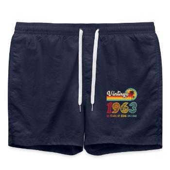 Vintage Cadeau D'anniversaire 60 Ans Vintage 1963 - Short de bain - bleu marine - Devant - AI Model Male 185 light (185cm)