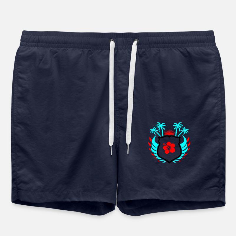 Paradise Hibiskus Blume - Badeshorts - French Navy