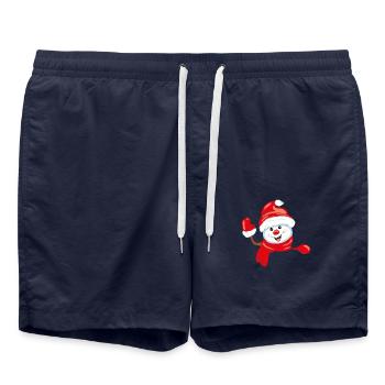 Agitant un bonhomme de neige heureux - Short de bain - bleu marine - Devant - AI Model Male 185 light (185cm)