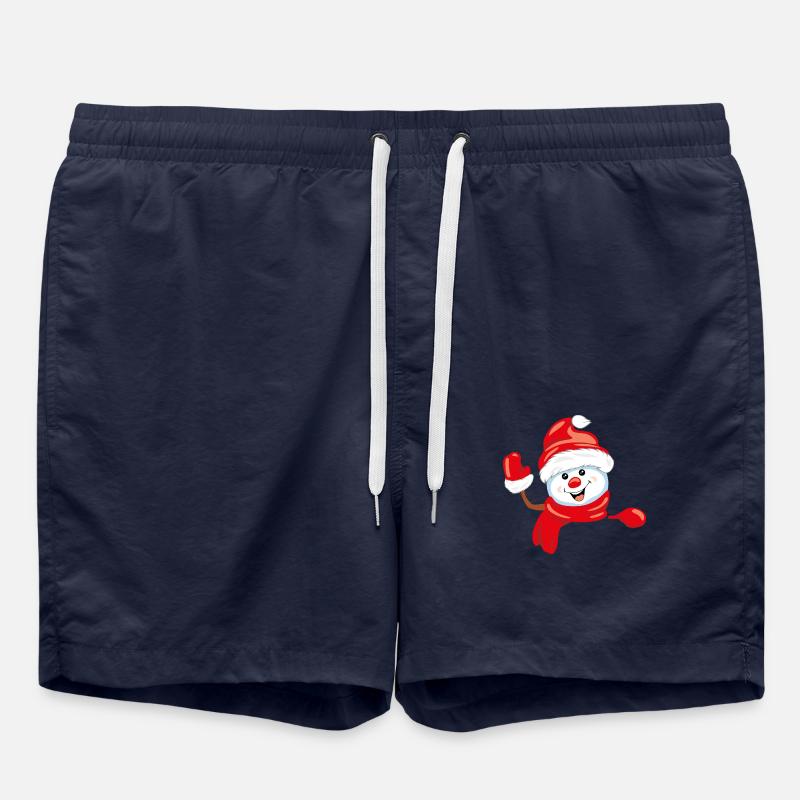 Winkender glücklicher Schneemann - Badeshorts - French Navy