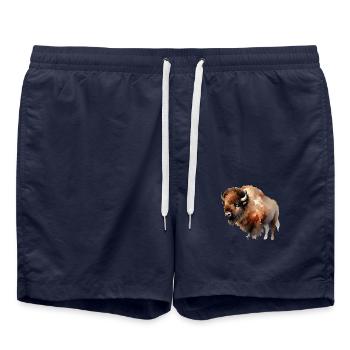 Peinture Bison - Short de bain - bleu marine - Devant - AI Model Male 185 light (185cm)