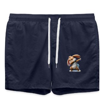 Bande dessinée de tamponnage de lapin - Short de bain - bleu marine - Devant - AI Model Male 185 light (185cm)
