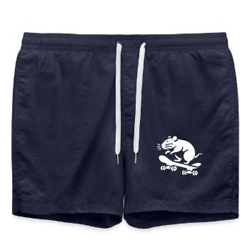 Maus Skateboard Skater Silhouette Minimalistisch - Badeshorts - French Navy - Vorne - AI Model Male 185 light (185cm)