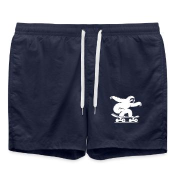 Faultier Skateboard Skater Silhouette Minimalistis - Badeshorts - French Navy - Vorne - AI Model Male 185 light (185cm)