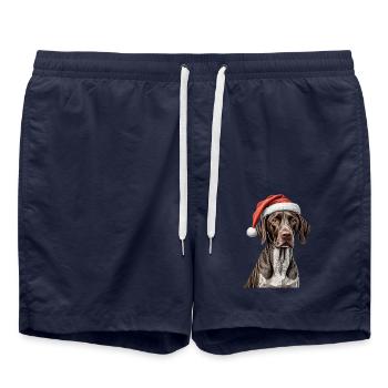 German Shorthaired Pointer Christmas - Swim Trunks - french navy - Front - AI Model Male 185 light (185cm)