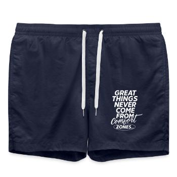 Comfort Zone Great Things Quote - Swim Trunks - french navy - Front - AI Model Male 185 light (185cm)