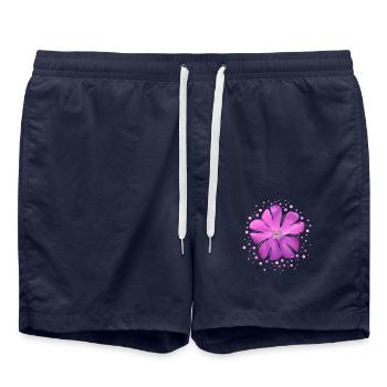 fleur rose - Short de bain - bleu marine - Devant - AI Model Male 185 light (185cm)