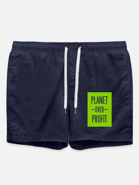 planet over profit quote - Swim Trunks - french navy