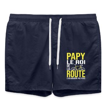 Papy Cycliste vélo grand père velo - Short de bain - bleu marine - Devant - AI Model Male 185 light (185cm)