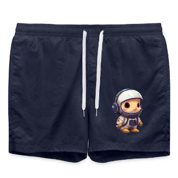 Poulet poussin astronaute, cosmonaute dans l’espace - Short de bain - bleu marine - Devant - AI Model Male 185 light (185cm)