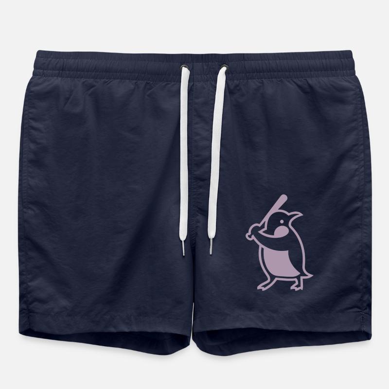 Penguin Baseball Player Silhouette - Swim Trunks - french navy