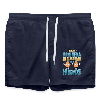 La cuisinière ne touche pas à ses œufs - Short de bain - bleu marine - Devant - AI Model Male 185 light (185cm)