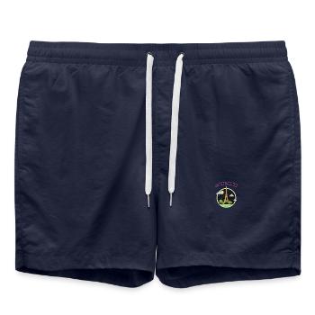 Beige Minimalistic Paris France Poster - Swim Trunks - french navy - Front - AI Model Male 185 light (185cm)