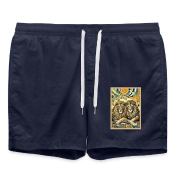 Lions Lion Zwei Löwen - Badeshorts - French Navy - Vorne - AI Model Male 185 light (185cm)