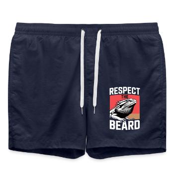Respect the Beard! Bartagame Reptil Terraristik - Badeshorts - French Navy - Vorne - AI Model Male 185 light (185cm)
