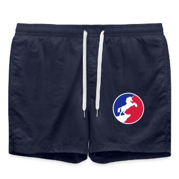 sport rouge bleu logo cool silhouette nuit falaise m - Short de bain - bleu marine - Devant - AI Model Male 185 light (185cm)