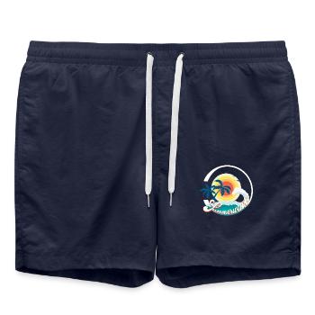 Summerwave Summer Beach Palm Trees Surf Shirt - Swim Trunks - french navy - Front - AI Model Male 185 light (185cm)