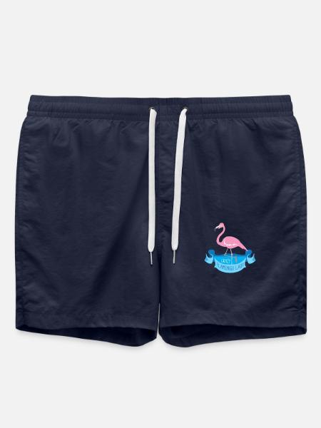 Verrückte Flamingodame auf einer blauen Fahne - Badeshorts - French Navy