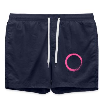 Personnalisable forme circulaire en cercle rose - Short de bain - bleu marine - Devant - AI Model Male 185 light (185cm)