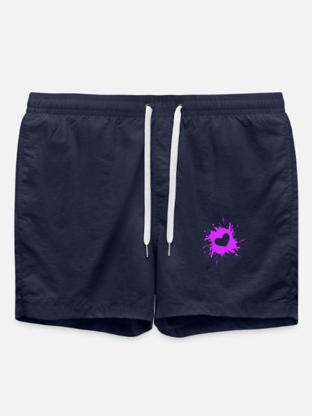 Herz Fleck Tinte Lila - Badeshorts - French Navy