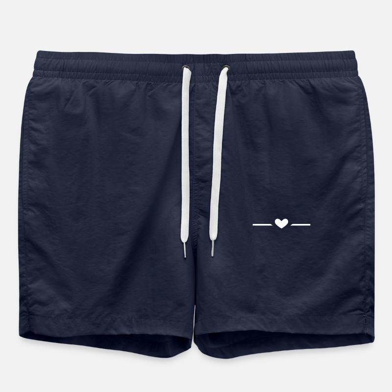 Heart white line - Swim Trunks - french navy