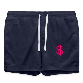 Dollarzeichen Dollar Zeichen Geld Bürste Rosa - Badeshorts - French Navy - Vorne - AI Model Male 185 light (185cm)