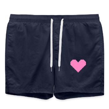 Pixel coeur rose - Short de bain - bleu marine - Devant - AI Model Male 185 light (185cm)
