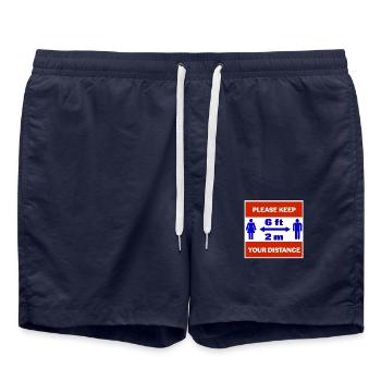 Bitte halten Sie Abstand - Badeshorts - French Navy - Vorne - AI Model Male 185 light (185cm)