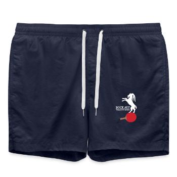 Tennis Ziege lustiger Spruch Bock auf Tischtennis - Badeshorts - French Navy - Vorne - AI Model Male 185 light (185cm)