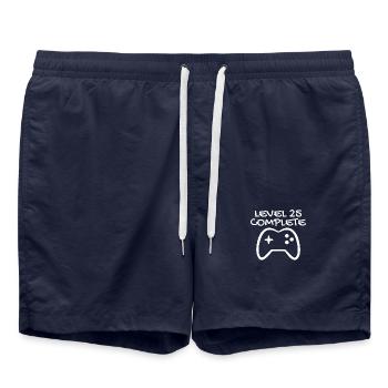 25 anniversaire niveau 25 cadeau complet - Short de bain - bleu marine - Devant - AI Model Male 185 light (185cm)