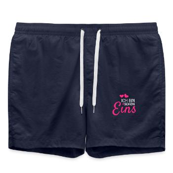 1. Geburtstag Ich bin schon Ein Geschenk - Badeshorts - French Navy - Vorne - AI Model Male 185 light (185cm)
