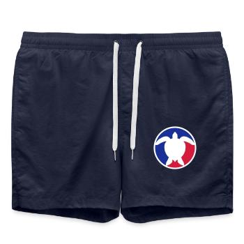 Rot Blau Wasserschildkröte - Badeshorts - French Navy - Vorne - AI Model Male 185 light (185cm)
