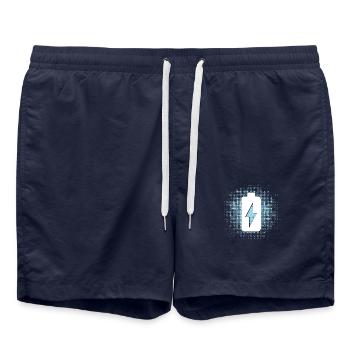 Batterie-Symbol mit Punktehintergrund - Badeshorts - French Navy - Vorne - AI Model Male 185 light (185cm)