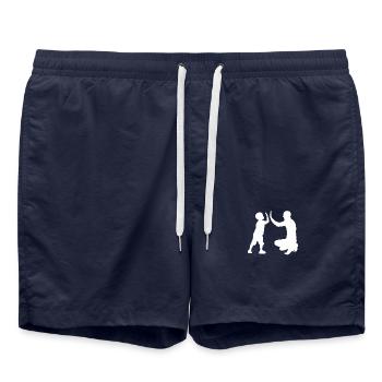 Father and son dad child family dad son gift - Swim Trunks - french navy - Front - AI Model Male 185 light (185cm)