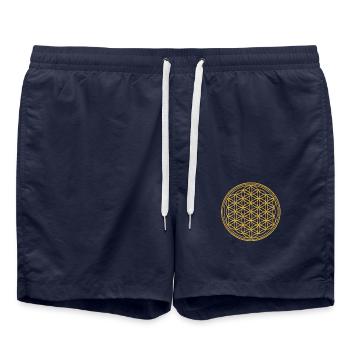 Fleur de vie or - protection et harmonisation - Short de bain - bleu marine - Devant - AI Model Male 185 light (185cm)