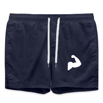 Muscle d'haltérophilie Biceps Bodybuilder Fitness Fit - Short de bain - bleu marine - Devant - AI Model Male 185 light (185cm)