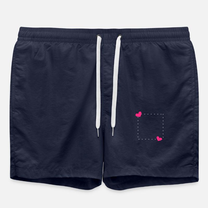 Heart Frame Ornament Line - Swim Trunks - french navy