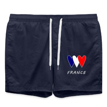 FRANCE. COEUR. FOOTBALL. SPORT. FRANCE. CHAMPION. - Short de bain - bleu marine - Devant - AI Model Male 185 light (185cm)
