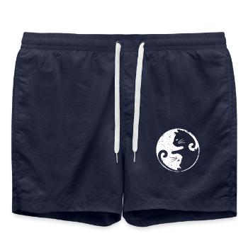 Cat Yin & Yang - Symbole Amoureux des chats - Short de bain - bleu marine - Devant - AI Model Male 185 light (185cm)